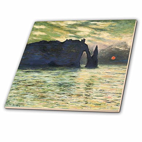 3dRose ct_126604_1 Etretat, Sunset by Claude Monet, 1883 Ceramic Tile, 4-Inch