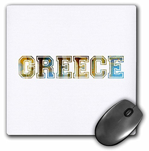 3dRose LLC 8 x 8 x 0.25 Inches Greece Text Greek City Souvenir Mouse Pad (mp_151352_1)