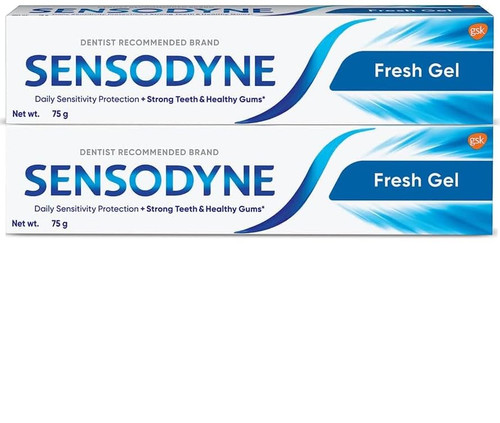 Sensodyne Toothpaste for Sensitive Teeth, Strong Teeth&Healthy Gums, Fresh Gel, 2.64 Ounce (75g) - Pack of 2 Sensodyne Toothpaste for Sensitive Teeth, Strong Teeth&Healthy Gums, Fresh Gel, 2.64 Ounce (75g) - Pack of 2