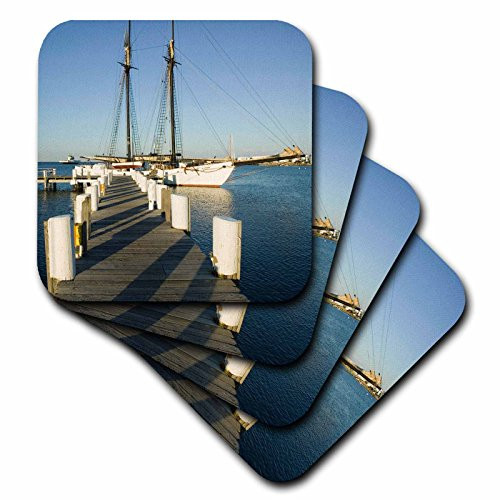 3dRose CST_90992_1 MA, Marthas Vineyard, Vineyard Haven Harbor - US22 WBI0435 - Walter Bibikow - Soft Coasters, Set of 4