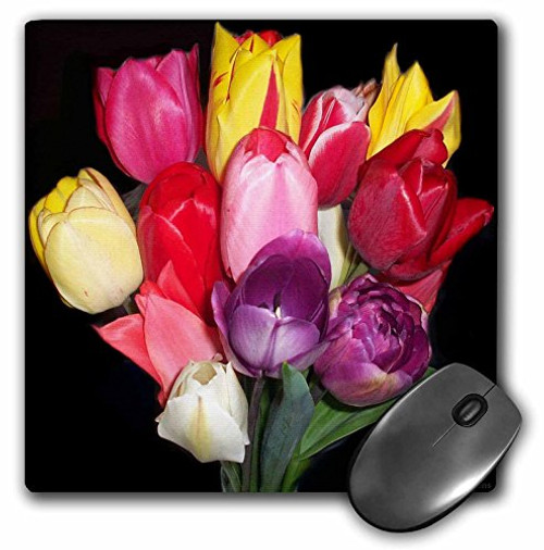3dRose LLC 8 x 8 x 0.25 Inches Mouse Pad, Multi-Colored Tulip Bouquet (mp_6278_1)