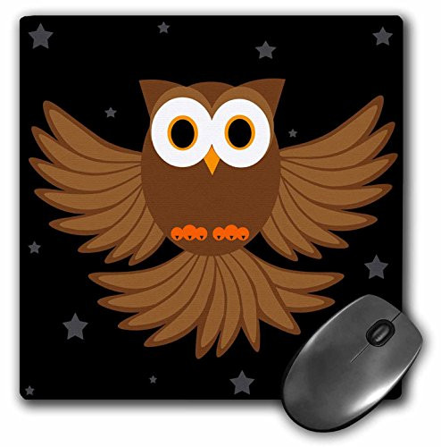 3dRose LLC 8 x 8 x 0.25 Inches Mouse Pad, Night Owl Under The Stars (mp_6115_1)
