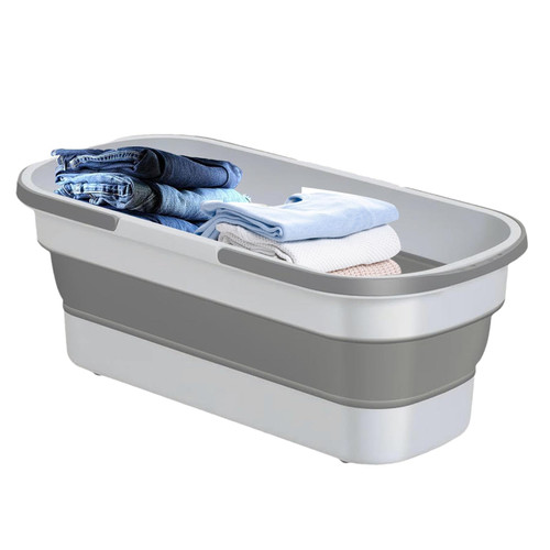 Portable Folding Mop Bucket for House Cleaning - Folding Collapsible Mop Bucket with Wheels 2 Handles, Collapsible Bucket, Bucket for Cleaning Mop,12L Rectangular Portable Cleaning Bucket