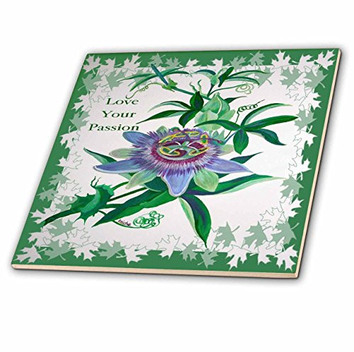 3dRose ct_78728_1 Passion Flower Gifts for Gardeners, Birthday, Ideas, Wildflower, Tennessee Ceramic Tile, 4-Inch