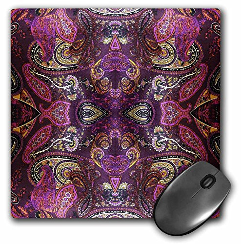 3dRose LLC 8 x 8 x 0.25 Inches Mouse Pad, Purple and Pink Paisley (mp_35194_1)