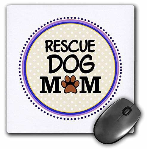 3dRose LLC 8 x 8 x 0.25 Inches Rescue Dog Mom Paw Print Mum Love Mouse Pad (mp_151802_1)