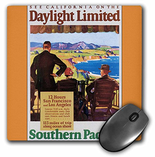 3dRose LLC 8 X 8 X 0.25 Inches Mouse Pad See California Southern Pacific Railroad Vintage Travel Poster (Mp_180221_1)