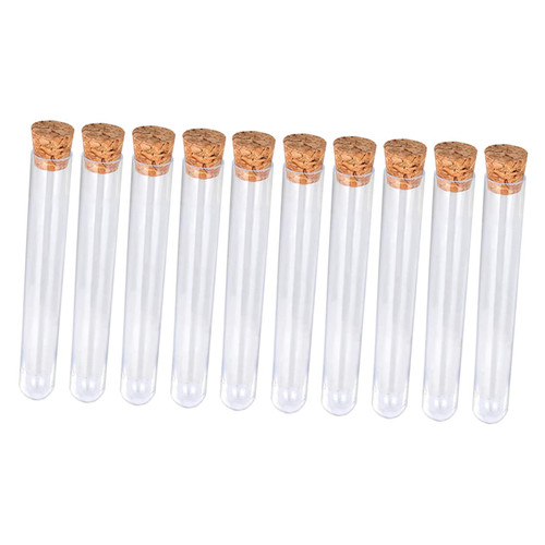 24pcs Cork Test Tube Plastic to Go Containers Plastic Container Test Tubes with Lids Vials with Caps Liquid Scientific Tube Test Tube for Labs Clear Test Tube Glass Small Container