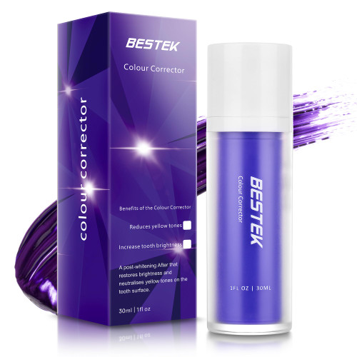 BESTEK Teeth Whitener - Purple Teeth Whitening, Purple Toothpaste for Teeth Whitening, Teeth Whitening Booster, Tooth Stain Removal, Color Corrector Purple Toothpaste for Adults