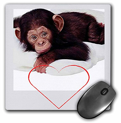 3dRose LLC 8 x 8 x 0.25 Inches Mouse Pad, Valentines Monkey (mp_779_1)