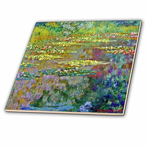3dRose ct_155656_1 Water Lilies by Impressionist Artist Claude Monet-Water Lilies on Lake Famous Nature Impressionism Ceramic Tile, 4-Inch