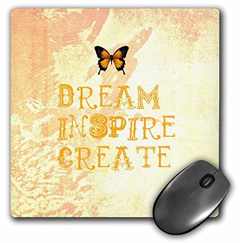 3dRose LLC 8 x 8 x 0.25 Inches Mouse Pad, Yellow Tie Dye Dream Inspire Create Butterfly Law of Attraction (mp_30471_1)