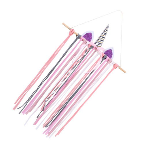 Cabilock Unicorn Children's Hair Clip Storage Pendant headband storage organizer Dream Catcher Decor Unicorn Wall Decorations Tassels Hair Bows Holder hair accessories girl Bamboo baby