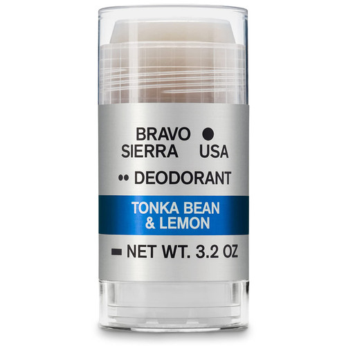 Natural Deodorant for Men by Bravo Sierra - Long Lasting All-Day Odor and Sweat Protection - Tonka Bean and Lemon, 3.2 oz - Paraben-Free, Baking Soda & Aluminum Free, Vegan and Cruelty Free - Will Not Stain Clothes