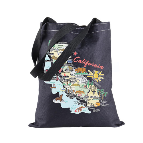 BLUPARK California State Tote Bag Going Away Gift California Travel Shopping Bag California Love Gift (California BK)