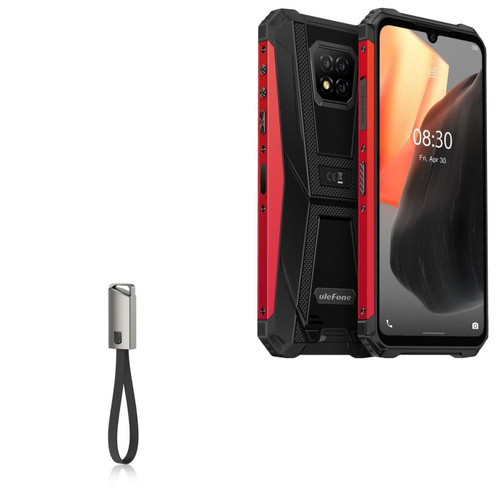 BoxWave Cable Compatible with Ulefone Armor 8 Pro - USB Type-C Keychain Charger, Key Ring USB Type-C to Type-A 8 in USB Cable - Jet Black