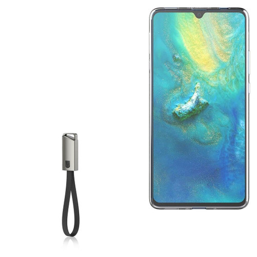 BoxWave Cable Compatible with Huawei Mate 20 X - USB Type-C Keychain Charger, Key Ring USB Type-C to Type-A 8 in USB Cable - Jet Black
