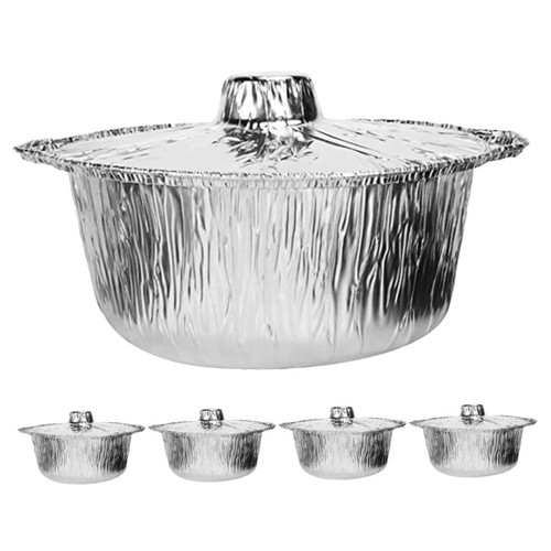YARNOW 5pcs Tin Foil Pan Disposable Roasting Pan Bbq Grease Pans Foil Baking Pans Casserole Dishes Prepping Pot Camping Foil Pans Tray Camping Barbecue Pans Aluminum Foil Extra Thick