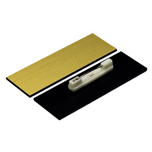 Name Badge Blanks with Pin - 25 Pack Brushed Gold 1" X 3"