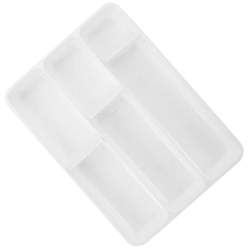 HAKIDZEL Compartment Cutlery Box Portable Drawers Flatware Multi-function Utensil Case Spoon Fork Compartment Utensil Drawer Organizer Plastic Trays Pp Tableware White Storage Rack