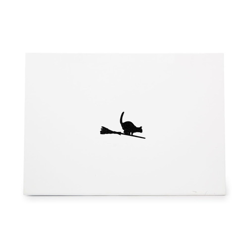 Cat Witch on a Flying Broom Halloween, quality rubber stamp, ideal for crafts scrapbooking invitations cards and tags CCSTA-23570