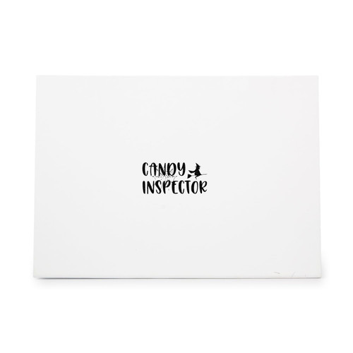 Candy inspector with a witch on a broom, halloween rubber stamp, ideal for crafts scrapbooking invitations cards and tags CCSTA-649