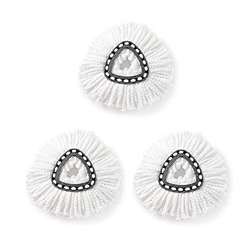 BKEVERPP 3 Pack Mop Replacement Heads Compatible with Spin Mop, Microfiber Spin Mop Refills, Easy Cleaning Mop Head Replacement, White