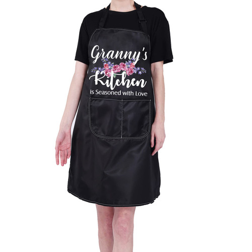PXTIDY Grandma Kitchen Apron Granny Gift Granny's Kitchen is Seasoned with Love Funny Aprons for Grandma Housewarming Gift