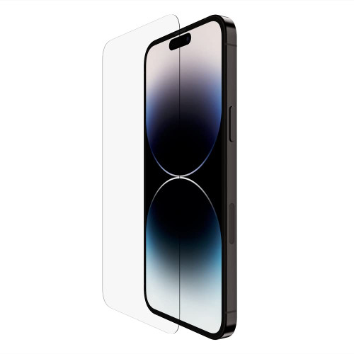 Belkin TemperedGlass iPhone 14 Pro Max Screen Protector - iPhone 14 Pro Accessories - Easy Application With Installation Guide Tray - Tempered Glass Antimicrobial Screen Protector - 9H Hardness Tested