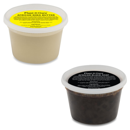 Raw African Shea Butter Ivory and Black Soap 1 lb / 16 oz Each Combo Set Unrefined Grade A 100% Pure Natural From Ghana For Skin Body and Hair Growth. Aids Eczema, Psoriasis And Stretch Marks.