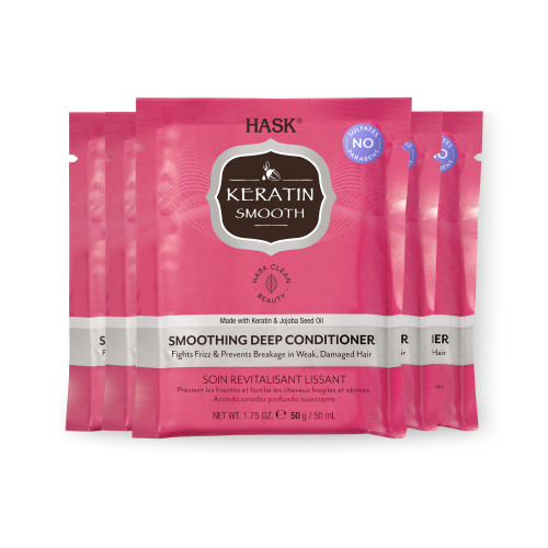 HASK Keratin Smoothing Deep Conditioner Treatments for all hair types, color safe, gluten free, sulfate free, paraben free - Pack of 6 HASK Keratin Smoothing Deep Conditioner Treatments for all hair types, color safe, gluten free, sulfate free, paraben free - Pack of 6