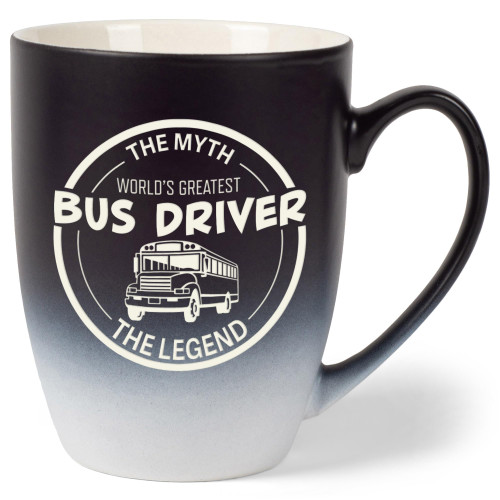 Elanze Designs Greatest Bus Driver Two Toned Ombre Matte Black and White 12 ounce Ceramic Stoneware Coffee Cup Mug