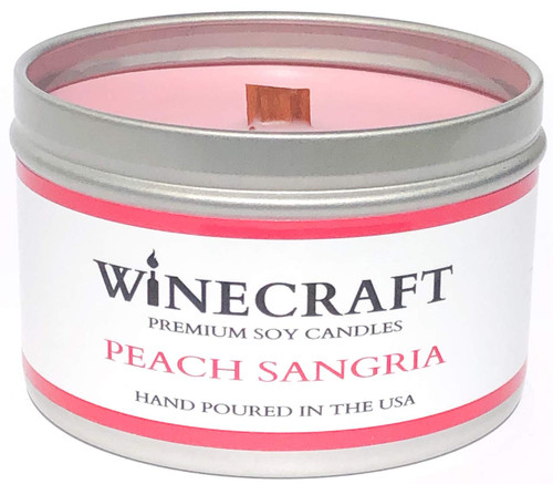 Crackling Wooden Wick - Wine Scented Soy Wax Candle - Wood Wick Campfire Ambiance for Spring Summer Gift - (Peach Sangria)