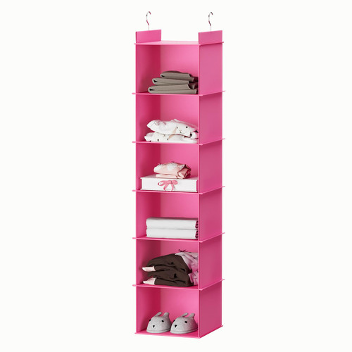 YOUDENOVA Hanging Closet Organizer, 6-Shelf Closet Hanging Shelves, Pink
