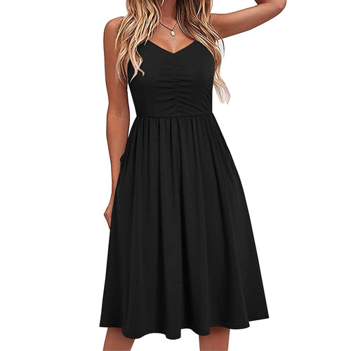 Womens Sun Dresses Summer Casual Women V Neck Spaghetti Strap Dress Sleeveless Pleated A Line Midi Dress 2024 Summer Casual Cocktail Beach Dress Sundresses for Women Womens Sun Dresses Summer Casual Women V Neck Spaghetti Strap Dress Sleeveless Pleated A Line Midi Dress 2024 Summer Casual Cocktail Beach Dress Sundresses for Women