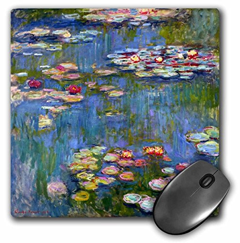 3dRose LLC 8 x 8 x 0.25 Inches Mouse Pad, Water Lilies by Claude Monet Impressionism Impressionist Waterlilies On Pond Famous Fine Art (mp_155655_1)