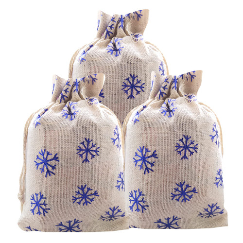 Winter Snowflake Goodies Gift Treat Bags Frozen Theme Drawstring Gift Bag Blue Snow Flakes Favor Bag for Frozen Christmas,Birthday Party ,Winter Wonderland ,Xmas Holiday Party Decorations 20pcs