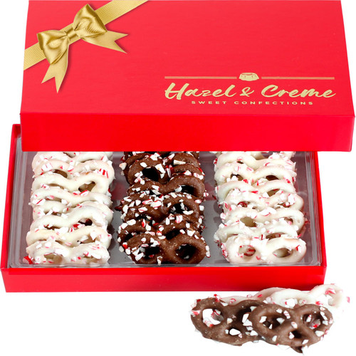 Valentines Pretzel Gift Box - Gourmet Chocolate Covered Pretzels - Pretzels Gift Basket for Women/Men