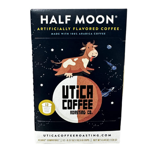 Utica Coffee Roasting Co. Half Moon | Specialty Flavored Medium Roast Ground Coffee | 12 Count, 2.0 Compatible Pods