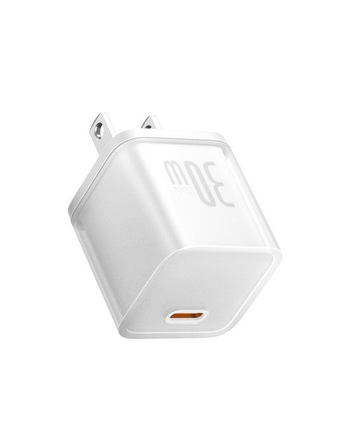 USB C Charger, Baseus 30W USB C Wall Charger, GaN 5S Fast Charger Block, USB-C Power Adapter for iPhone 15/14/13/12/11/Pro/Pro Max/XS/XR, Galaxy S23 Ultra, Google Pixel 7, MacBook Air, iPad Pro, White