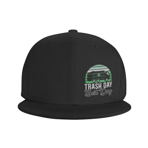 Trash Day Best Day Waste Management Garbage Truck Adults Trucker Hat Men Flat Bill Visor Adjustable Summer Baseball Cap Black