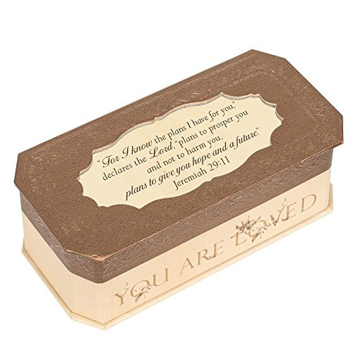for I Know The Plans I Have Copper Textured Jewelry Music Box Plays Amazing Grace
