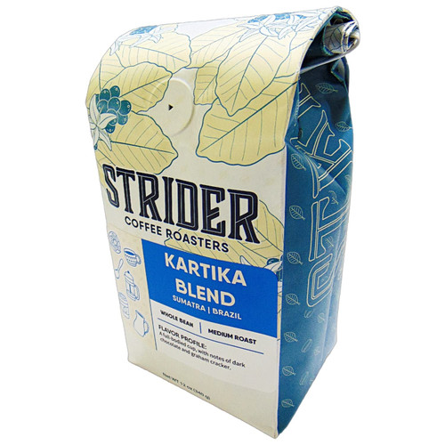 Strider Coffee Roasters, Kartika Blend, Whole Bean, Medium Dark Roast, Sumatra Blend, Specialty Coffee, 12 ounce, Brazil Coffee Strider Coffee Roasters, Kartika Blend, Whole Bean, Medium Dark Roast, Sumatra Blend, Specialty Coffee, 12 ounce, Brazil Coffee