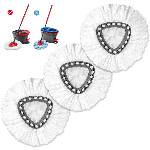 Spin Mop Replacement Head - 3Pack EasyWring Mop Refills-Compatible with Triangle Spin Mop Microfiber Spin Mop Refills Easy Cleaning Floor Spin Head Mop - Mop Head Replacement for Floor Cleaning