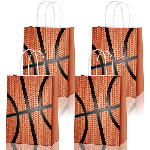 Sawowkuya 24PCS Basketball Gift Bags Basketball Party Favor Bags Basketball Present Goodie Bags Basketball Treat Candy Bags Sports Themed Paper Bags for Birthday Party Favors Supplies Decorations