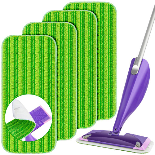 Reusable Mop Pads Compatible with Swiffer Wet Jet, Wet Jet Pads Refills for Swiffer Mop, Microfiber Replacement Pads for Hardwood Floor Cleaning, Dry Wet Mopping Cloths for 12" Wet Jet Refill, 4 Pack Reusable Mop Pads Compatible with Swiffer Wet Jet, Wet Jet Pads Refills for Swiffer Mop, Microfiber Replacement Pads for Hardwood Floor Cleaning, Dry Wet Mopping Cloths for 12" Wet Jet Refill, 4 Pack