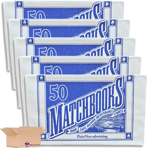 Plain White Matchbooks Value Pack | Bundled by Tribeca Curations | 50 Count Box | Pack of 5