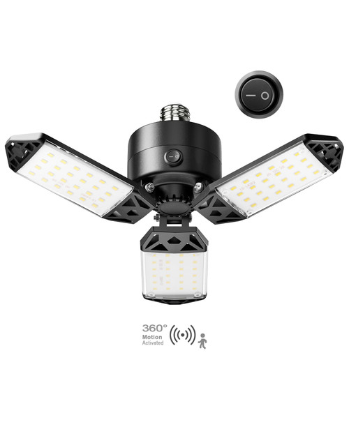 Motion Sensor Garage Light, 80W Deformable LED Garage Light,Super Bright 8000LM Garage Ceiling Lights, Garage Lights Motion Activated LED Shop Light for Stairway, Workshop, Basement(1Pack)