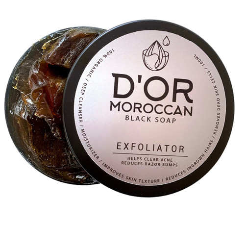Moroccan Black Soap. Free Kessa glove. Exfoliator, Removes Dead skin & Toxins. [Imported from Morocco]
