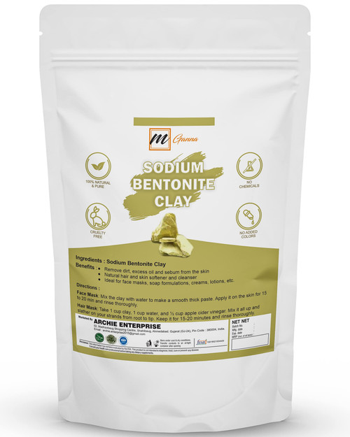 mGanna 100% Natural Sodium Bentonite Clay Powder for Facial Masks, Creams, Body Wraps, Soft Peels and Scrubs, Skin Tightening, and Soap Making 2 LBS / 908 GMS mGanna 100% Natural Sodium Bentonite Clay Powder for Facial Masks, Creams, Body Wraps, Soft Peels and Scrubs, Skin Tightening, and Soap Making 2 LBS / 908 GMS